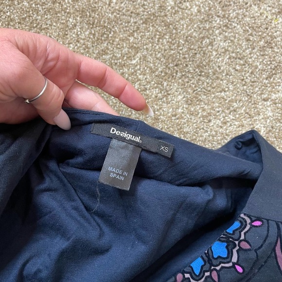 Desigual Dress VEST SOFIA Womens Stretch bodycon SZ XS black velvet edge short - Picture 6 of 11